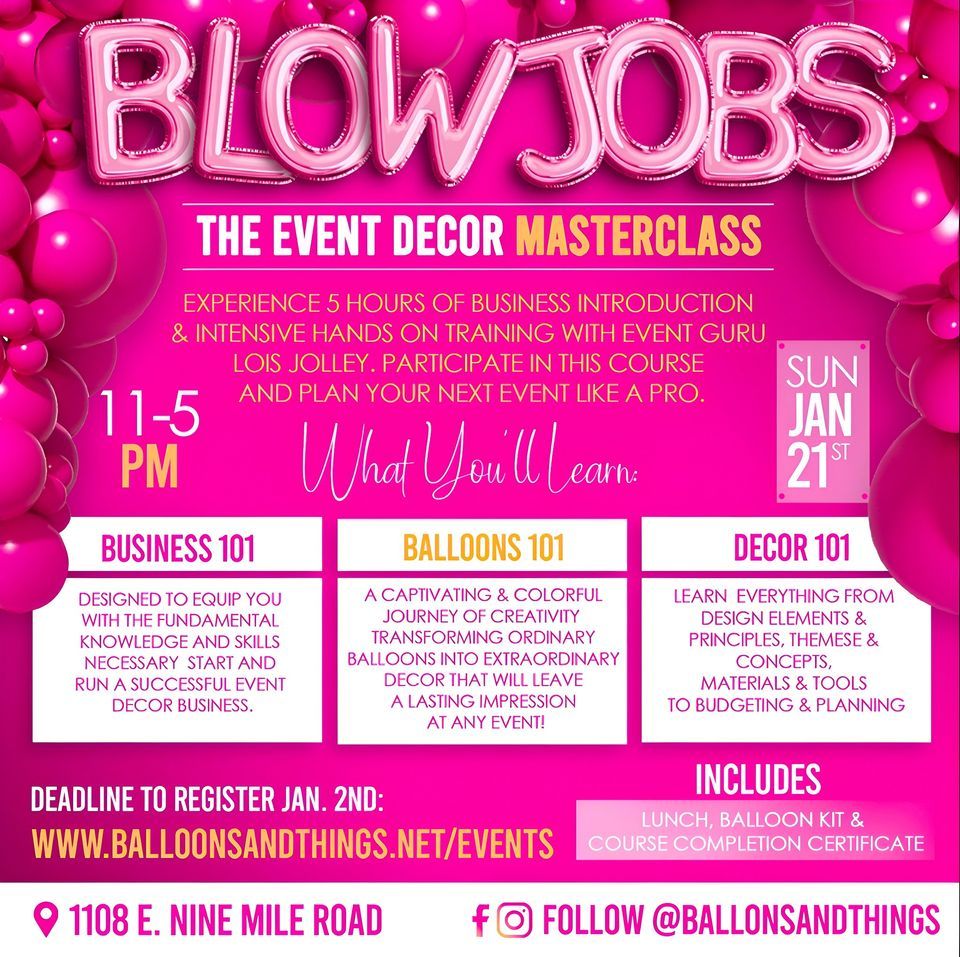 Blow Jobs An Event Decor Masterclass , Occasions Event Hall, Highland
