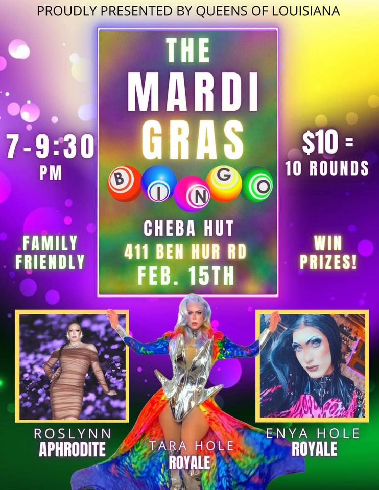 Cheba Hut Mardi Gras Drag Bingo Show, Cheba Hut "Toasted" Subs (Baton