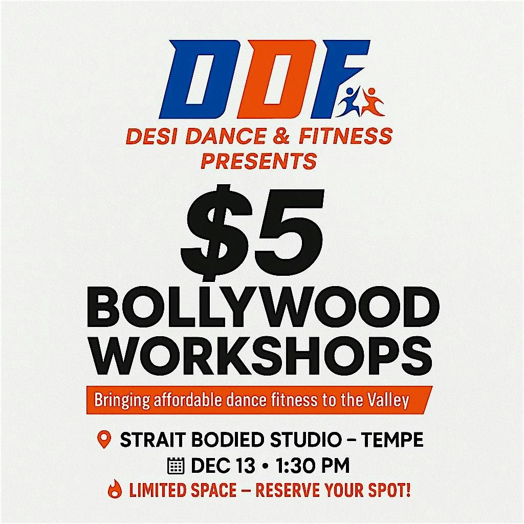 DDF $5 Bollywood Community Workshop, 13 December | Event in Tempe | AllEvents