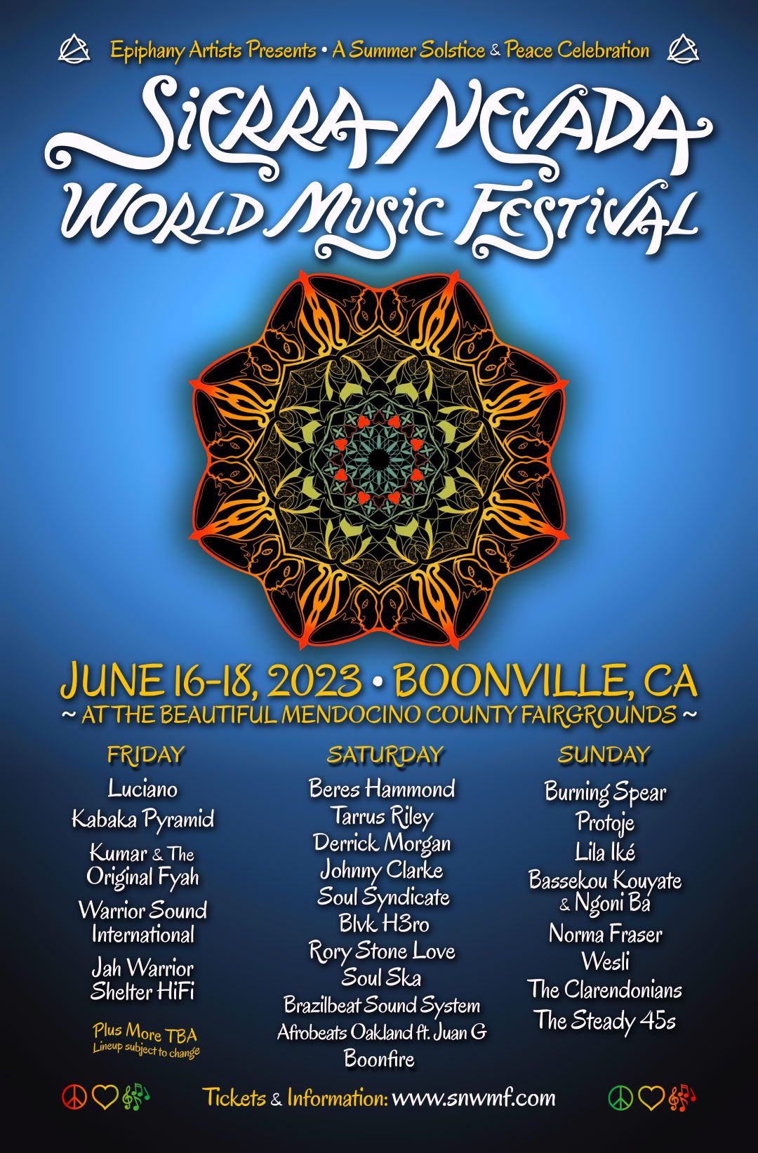 Sierra Nevada World Music Festival 3 Day Pass, Mendocino County