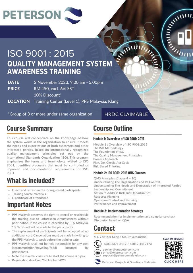 ISO 9001:2015 Quality Management System (QMS) Awareness Training ...