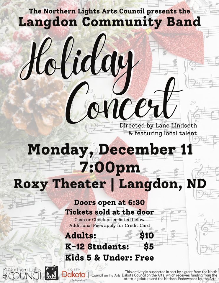 Community Band Holiday Concert, Roxy Theatre, Langdon, December 11 2023