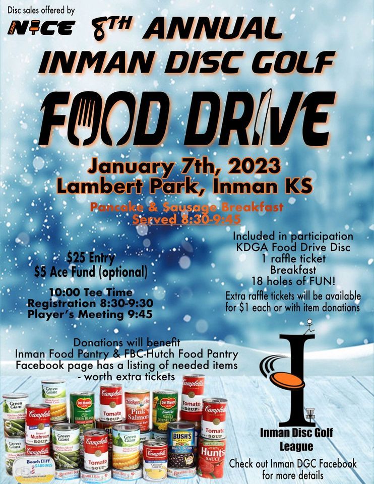 8th Annual Inman Disc Golf Food Drive Tournament, Lambert Park, Inman