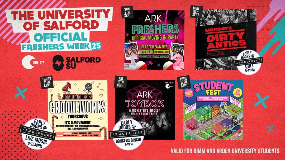 SALFORD UNIVERSITY - OFFICIAL - All Access Freshers Wristband 2025 🎟️, 6 September | Event in Manchester