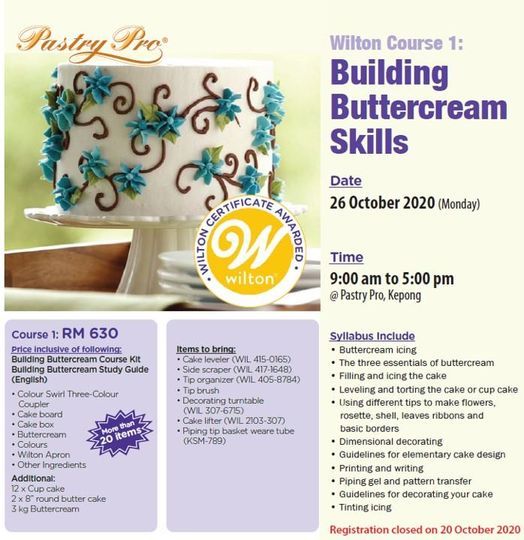 Wilton Course 1 Building Buttercream Skills Pastry Pro Kuala Lumpur October 26 2020 Allevents In
