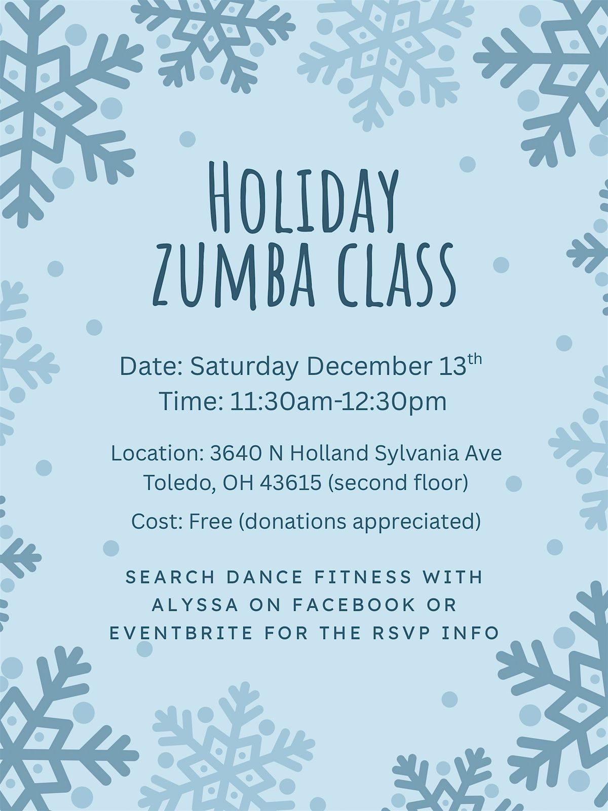 Holiday Zumba Class, 13 December | Event in Toledo | AllEvents