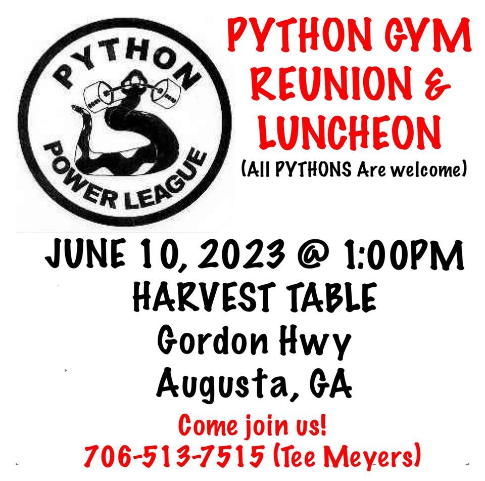 PYTHON GYM REUNION, Harvest Table Buffet, Augusta, June 10 2023 ...