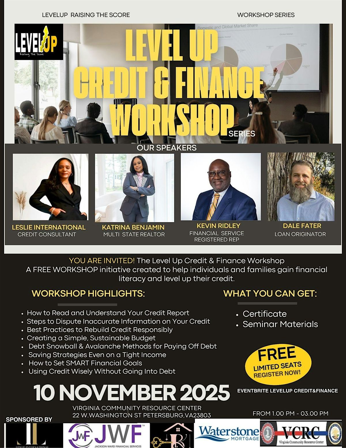 LEVEL UP CREDIT AND FINANCE WORKSHOP SERIES, 13 December | Event in Petersburg | AllEvents