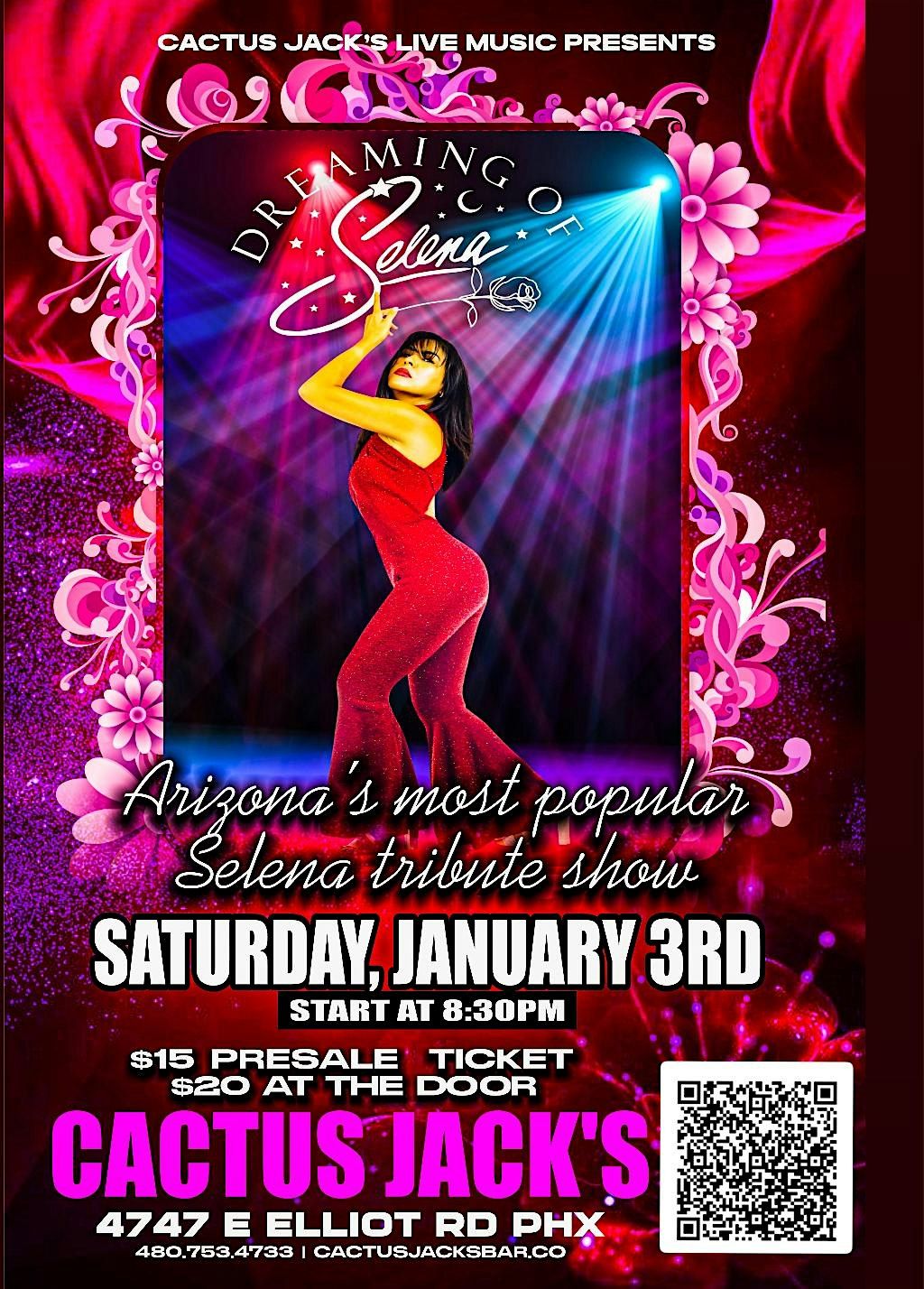 Selena Tribute LIVE @ Cactus Jacks Saturday 1/3, 3 January | Event in Phoenix | AllEvents