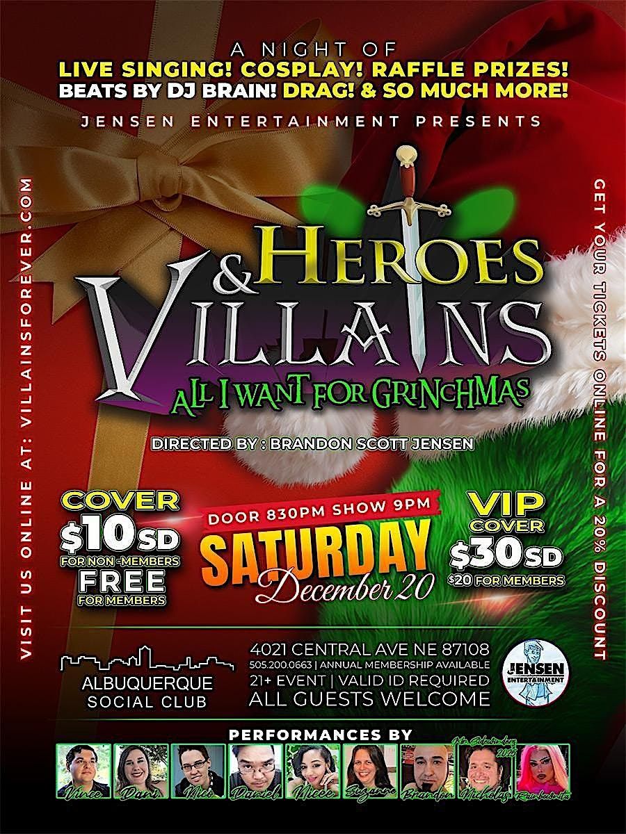 Heroes and Villains: All I Want for Grinchmas, 20 December | Event in Albuquerque | AllEvents
