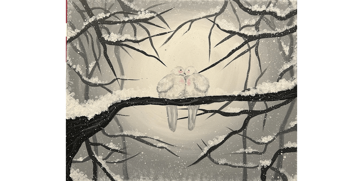 Snowy Lovebirds  - Paint and Sip in Phoenix | Classpop!™, 15 January | Event in Gilbert | AllEvents