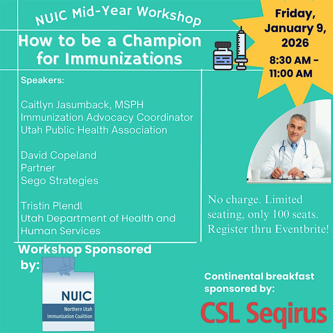 NUIC Mid-Year Workshop-How to be a Champion for Immunizations, 9 January | Event in Ogden | AllEvents