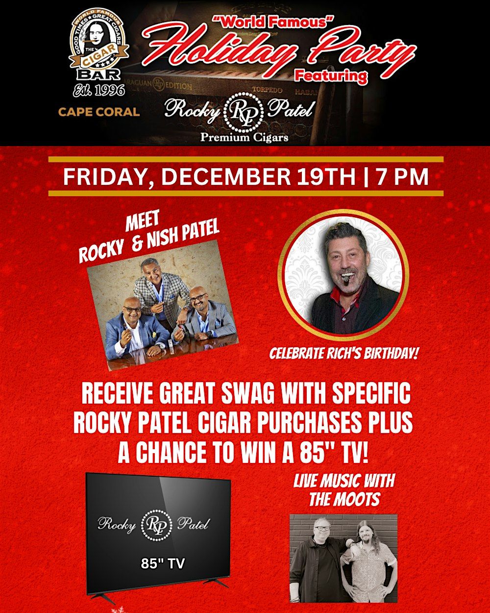 "World Famous" Holiday Party Featuring Rocky Patel - Cape Coral, 19 December | Event in Cape Coral