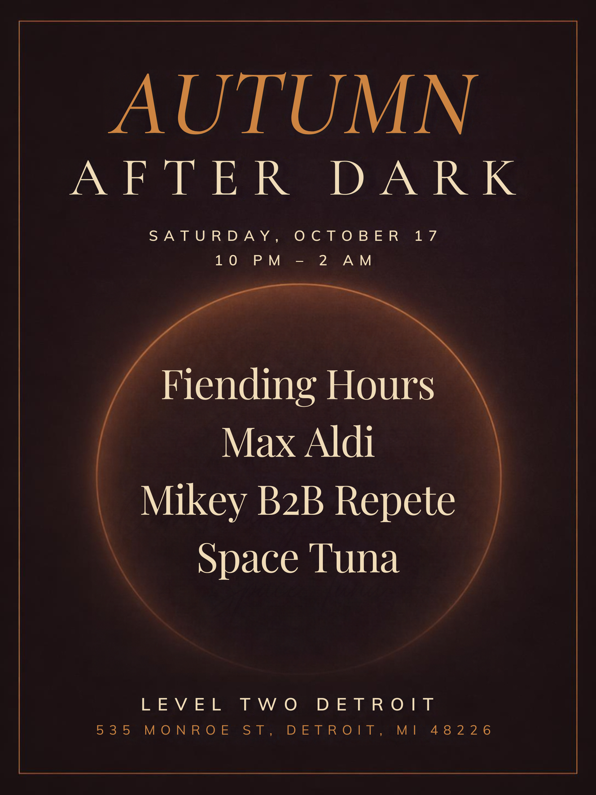 Autumn After Dark, Level Two Bar & Rooftop, Detroit, 17 October to 18 ...