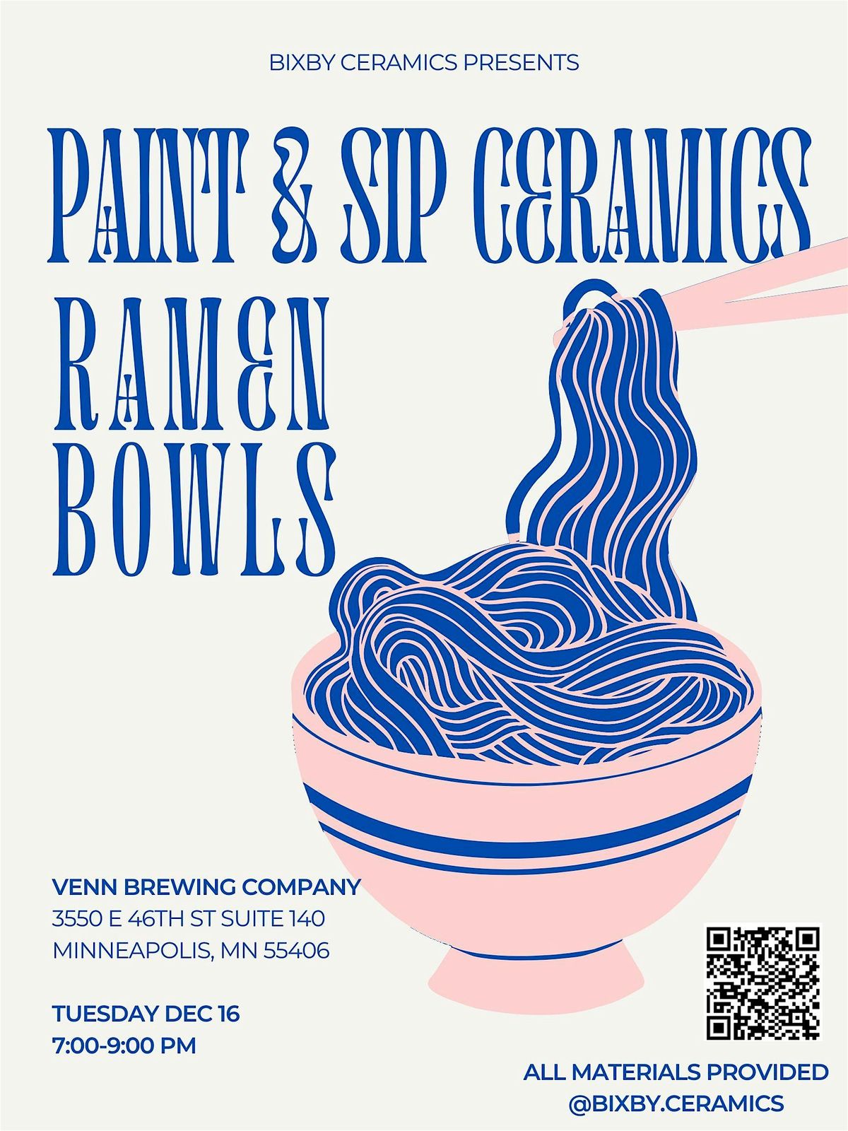 Paint and Sip Ceramics: Ramen Bowl, 16 December | Event in Minneapolis | AllEvents
