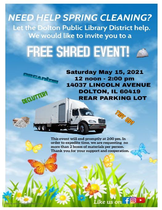 Free Shred Event The Dolton Public Library May 15 2021 Allevents In Free Shred Day Dallas 2022