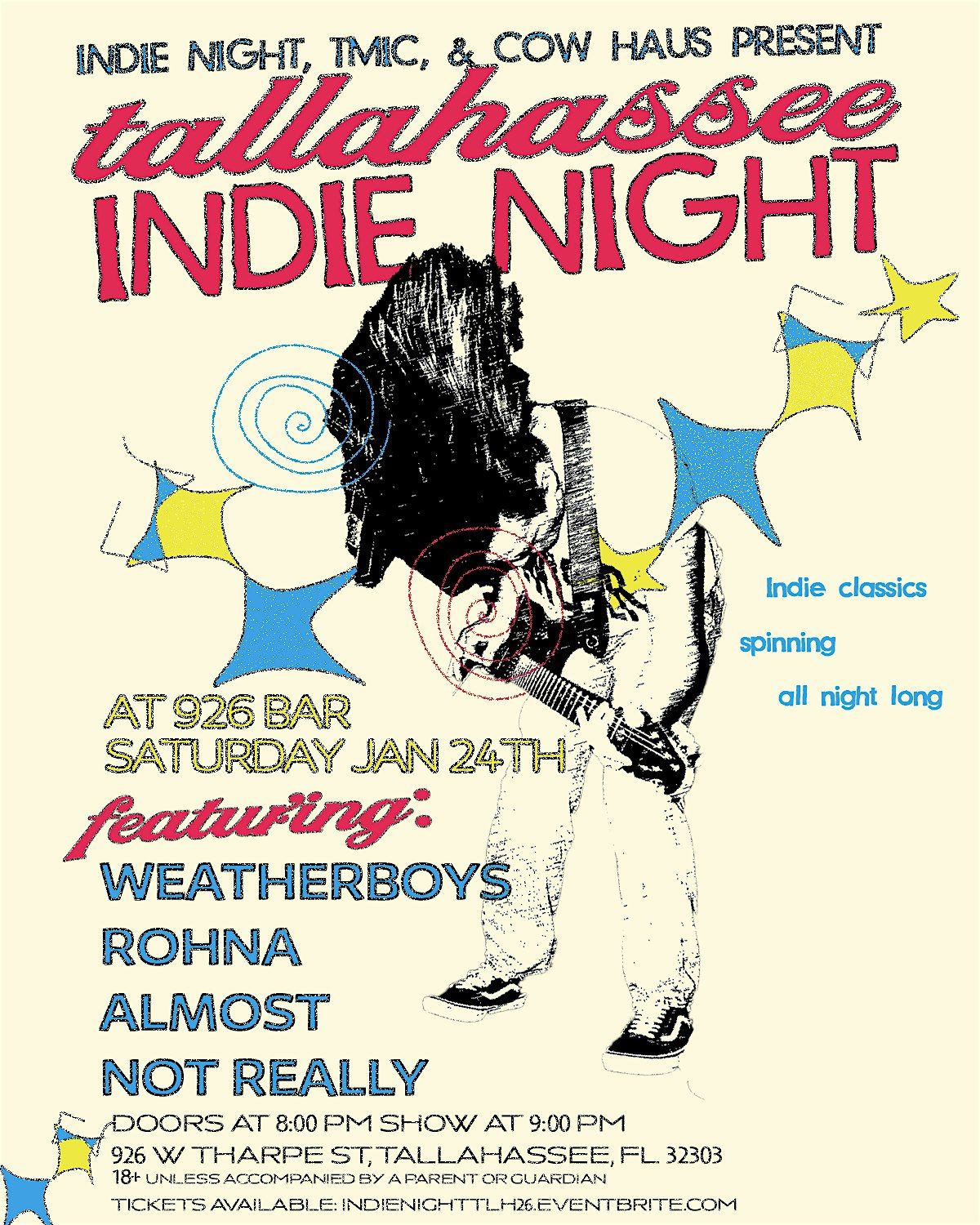 Tally Indie Night Live: Weatherboys w/ Rohna, Almost, Not Really at 926 Bar, 24 January | Event in Tallahassee