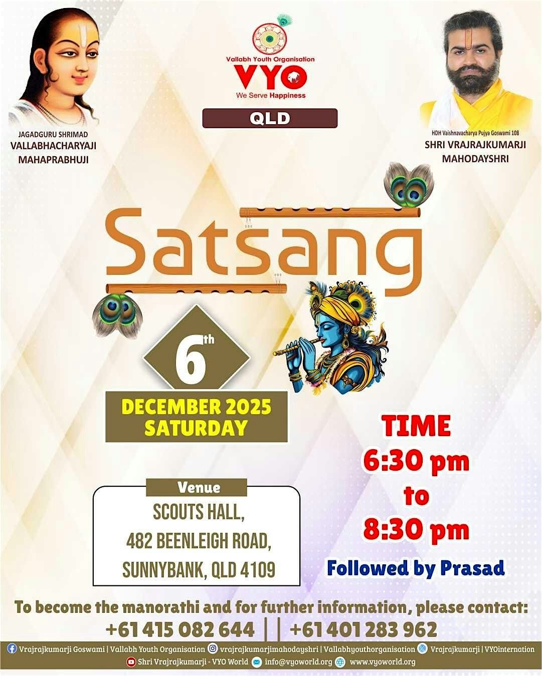 VYO SATSANG DECEMBER, 6 December | Event in Sunnybank | AllEvents