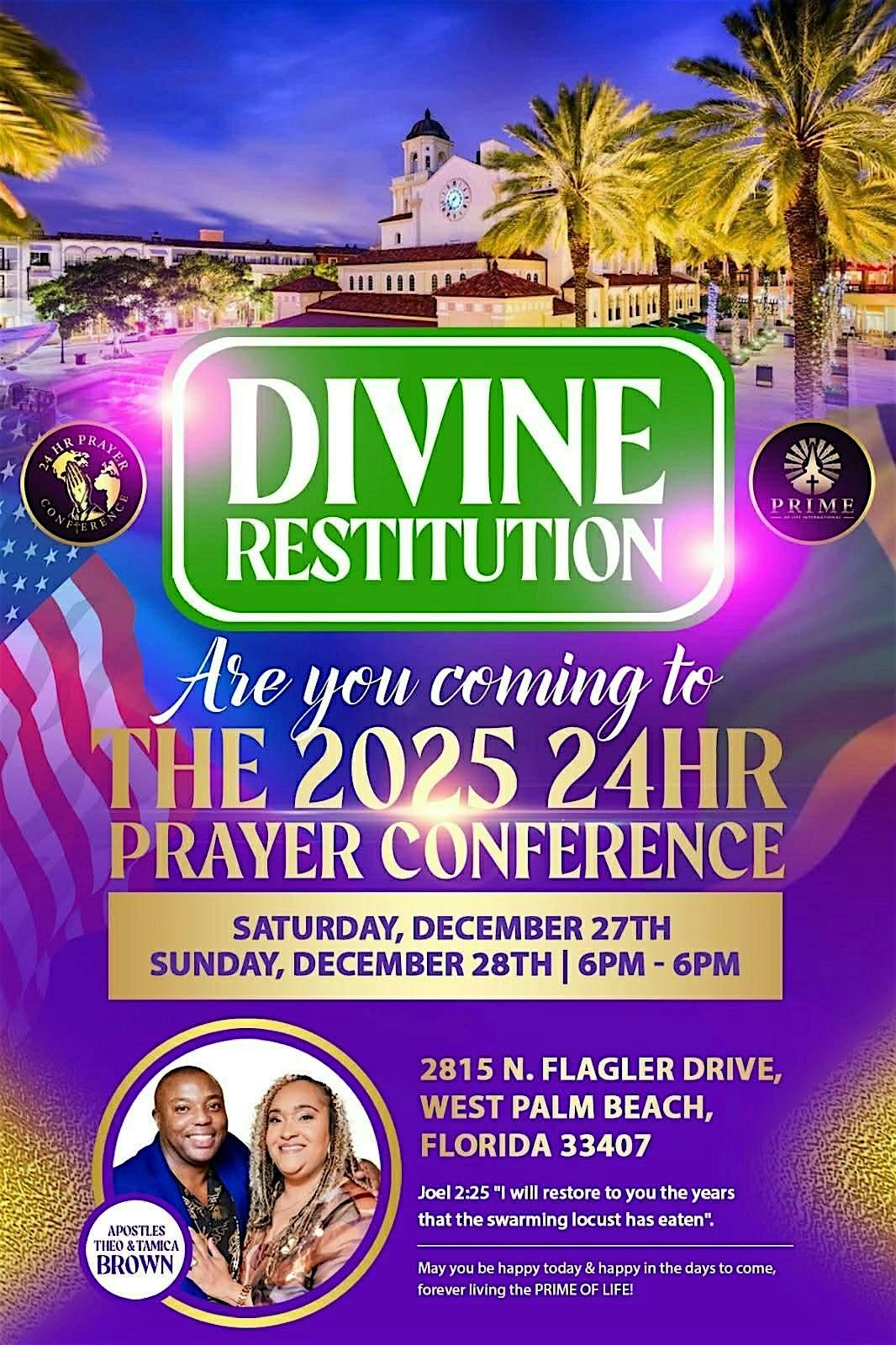 THE 2025 24HR PRAYER CONFERENCE - DIVINE RESTITUTION, 27 December | Event in West Palm Beach | AllEvents