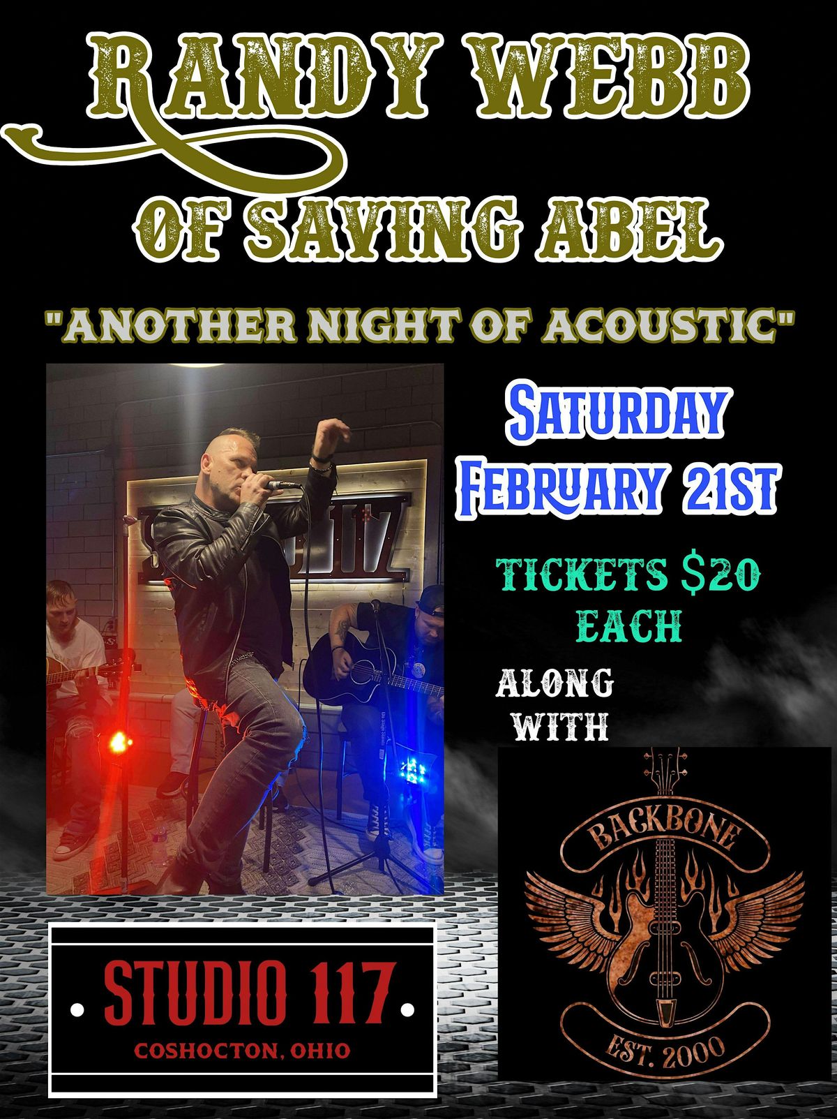 Randy Webb of Saving Abel  w/ Backbone Acoustic, 21 February | Event in Coshocton | AllEvents