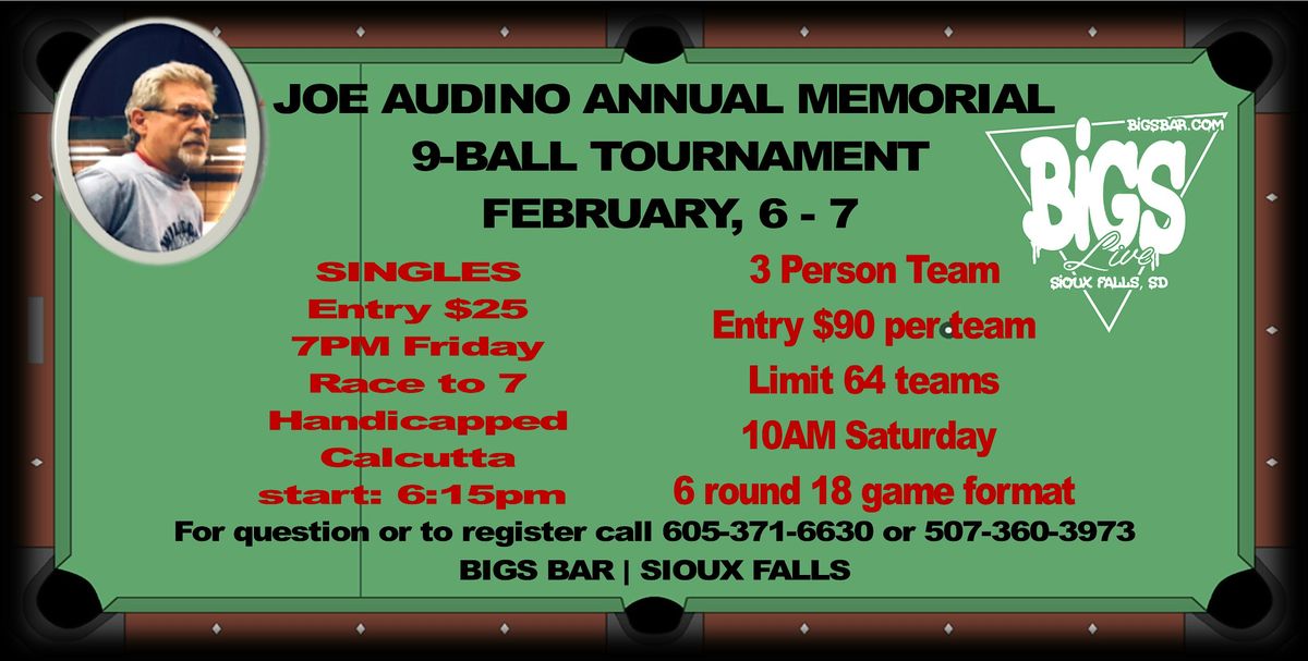 JOE AUDINO 9-BALL TOURNAMENT 2026 at Bigs Bar Live