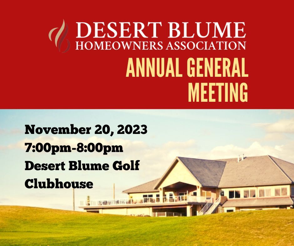 Annual General Meeting, Desert Blume Golf Club, Medicine Hat, November