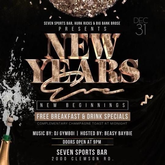 New Beginnings , Seven Sports Bar SC, Ridgeway, December 31 to January