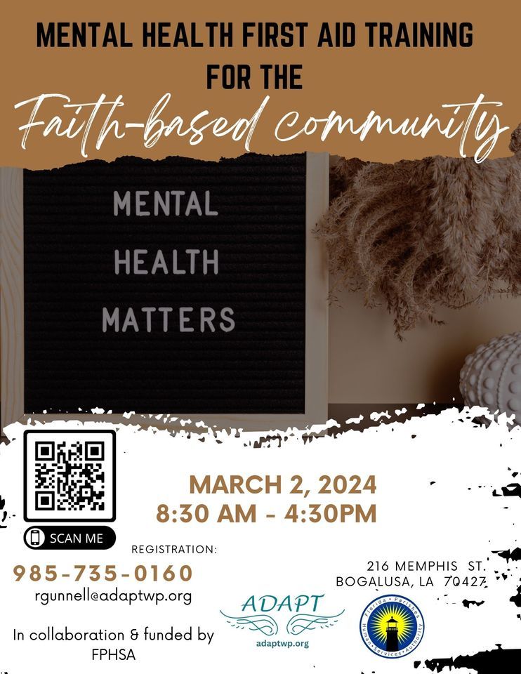 Mental Health First Aid Training of the Faith-Based Community, Adapt ...