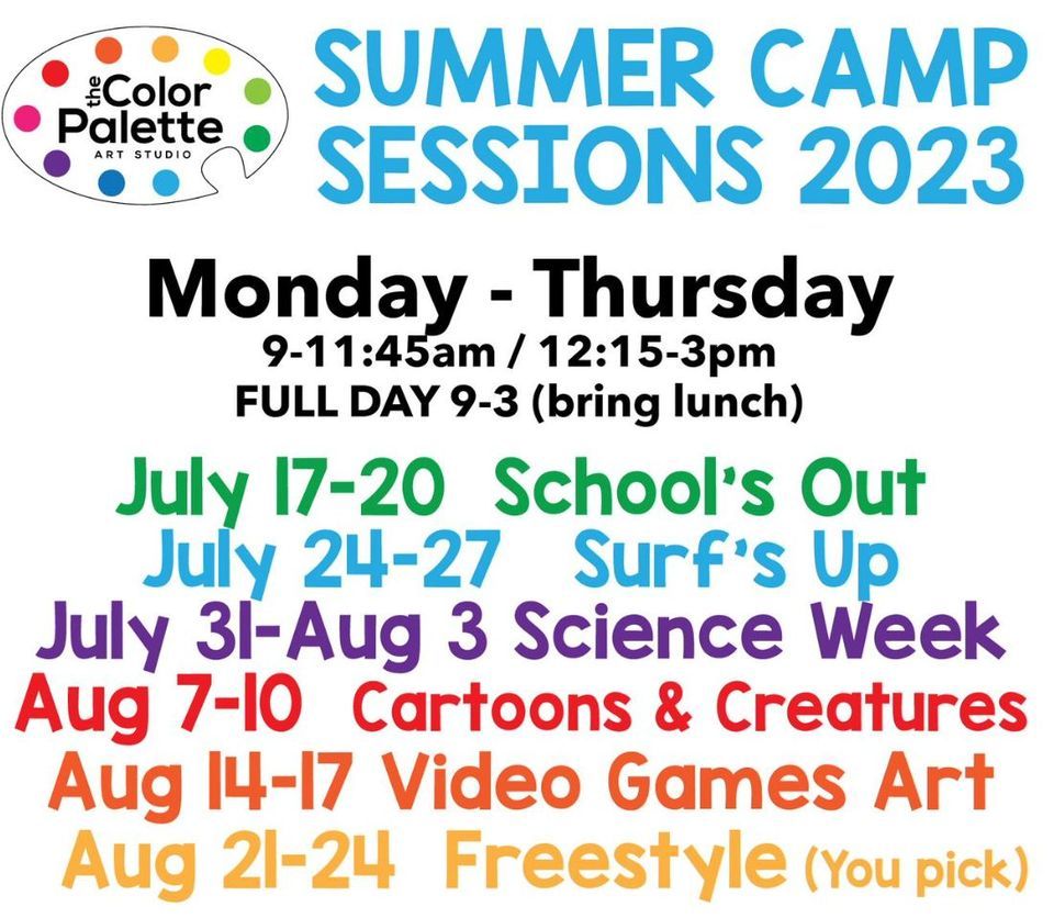 Summer Art Camp Sessions, The Color Palette Lindenhurst, July 17 2023