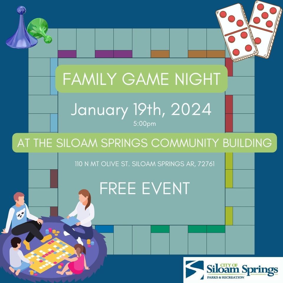 Siloam Springs Parks and Recreation Family Game Night 2024, 110 N Mt