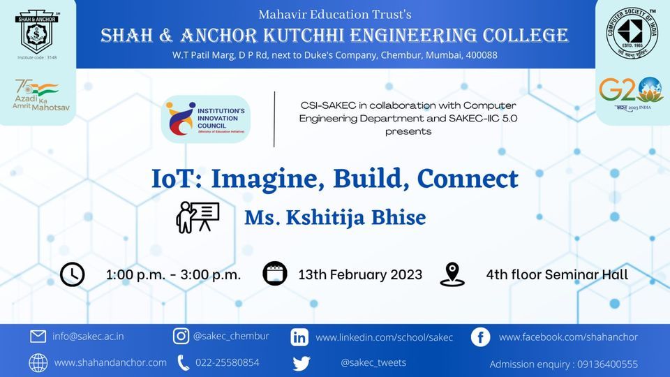 IOT Imagine, Build, Connect, Shah & Anchor Kutchhi Engineering College