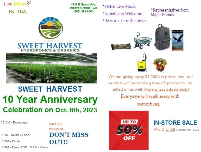 Sweet Harvest Customer Appreciation and 10 Year Anniversary Event