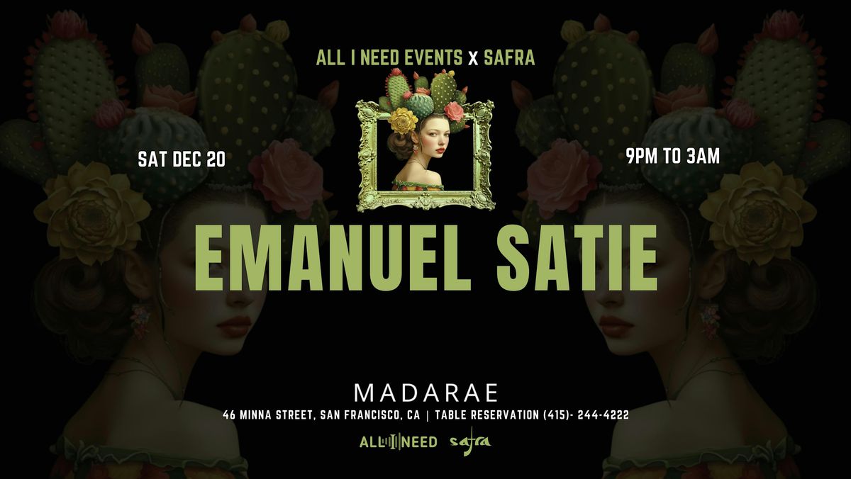 Emanuel Satie at MadaRae, 20 December | Event in San Francisco | AllEvents