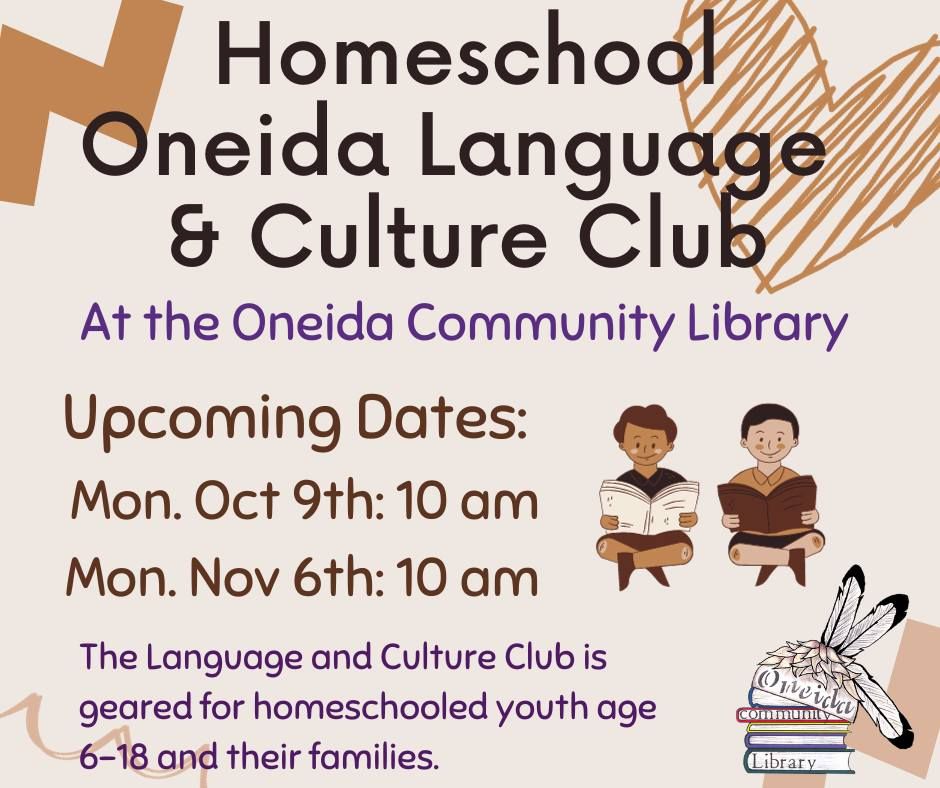 Homeschool Oneida Language & Culture Club, Oneida Community Library