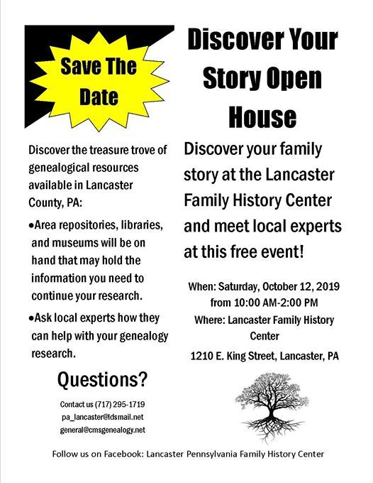Family History Fair, 1210 E King St, Lancaster Twp (Lancaster county