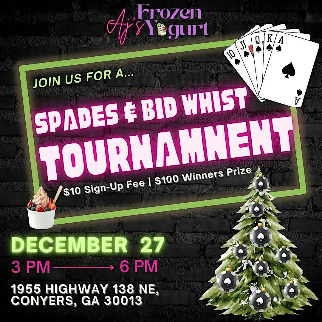 AJ's Frozen Yogurt Spades & Bid Whist Tournament, 27 December | Event in Conyers | AllEvents