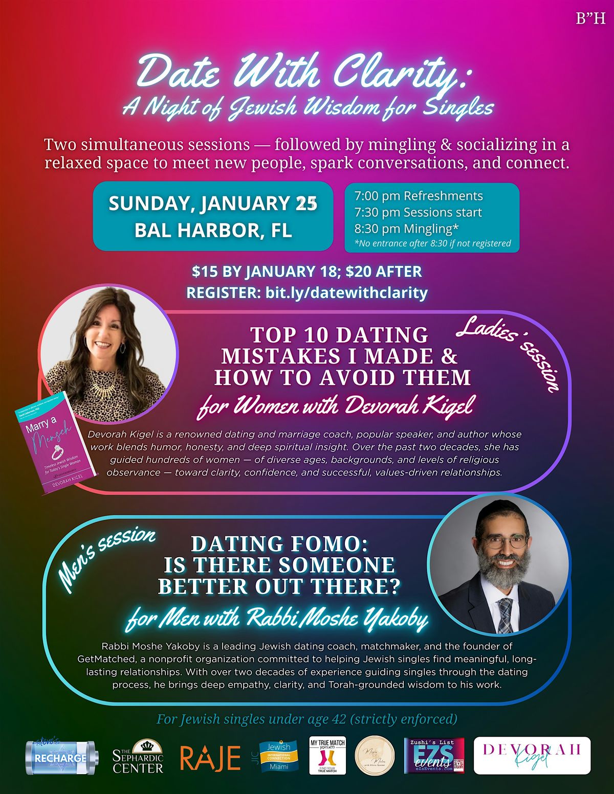 Date with Clarity: An Evening with Devorah Kigel and Rabbi Moshe Yakoby, 25 January | Event in Surfside | AllEvents