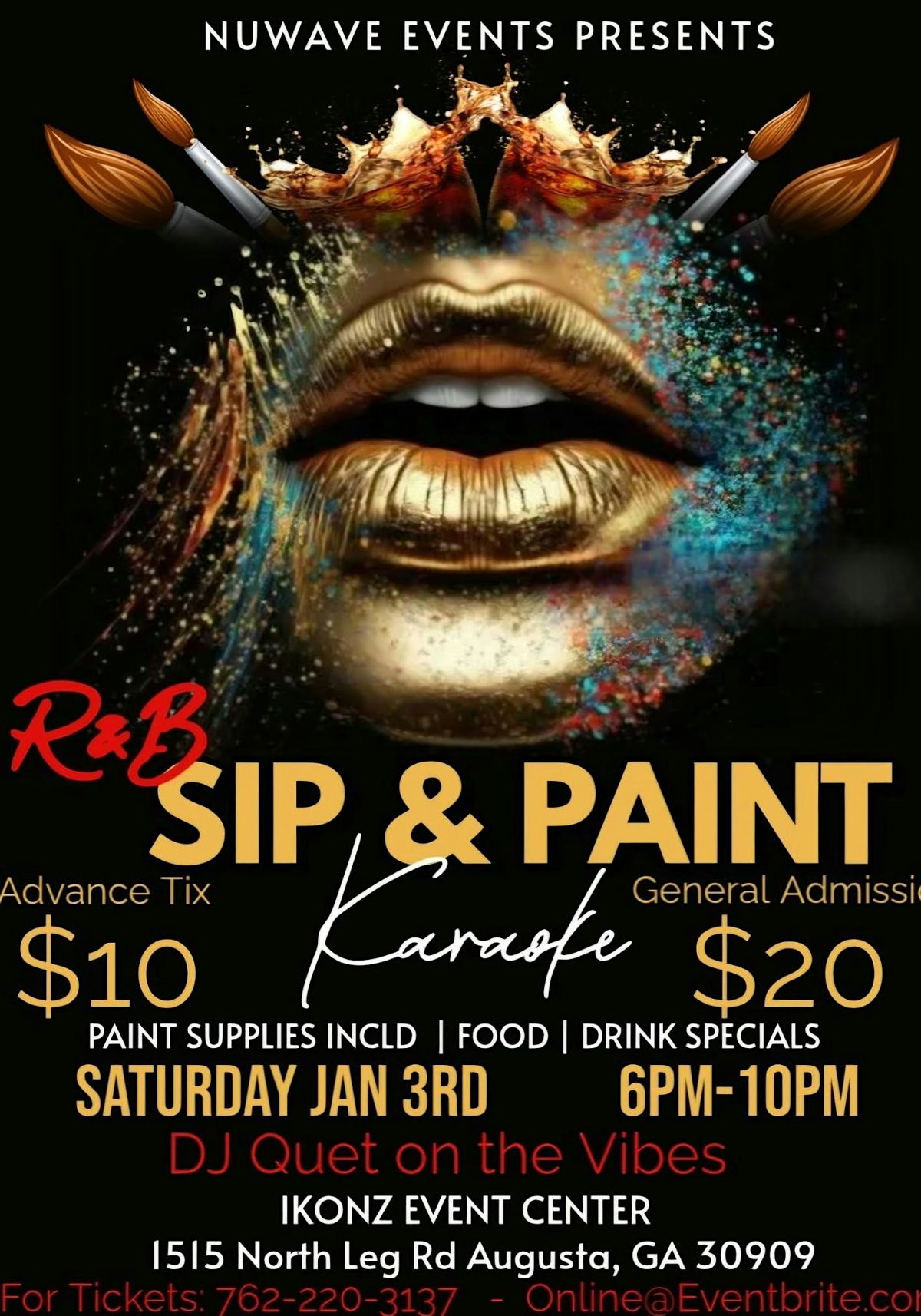 Sip & Paint R&B Karaoke, 3 January | Event in Augusta | AllEvents