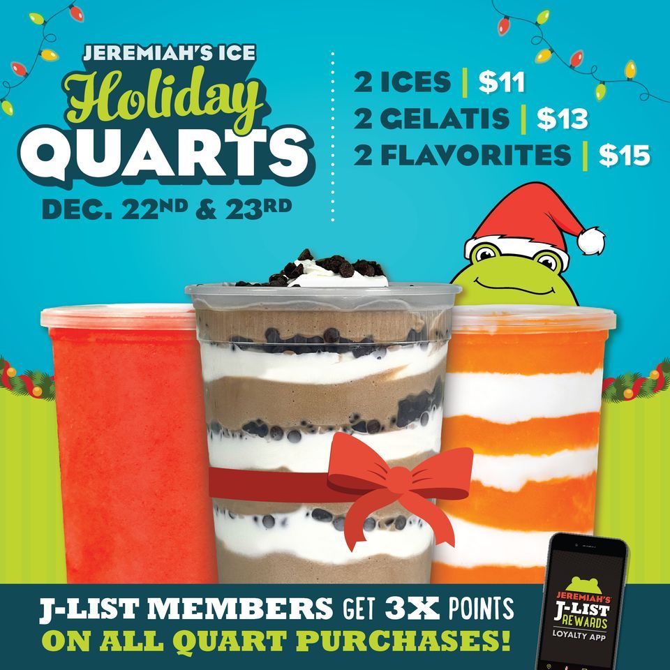 Jeremiahs Italian Ice Quarts and Gift Card Special , Jeremiah's