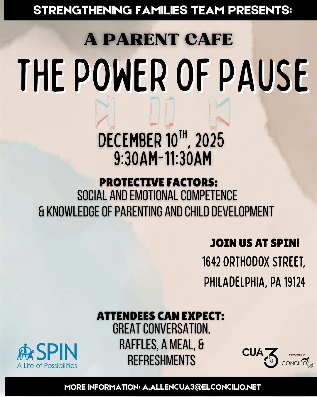 CUA 3 -  Parent Cafe - The Power Of Pause | Event in Philadelphia | AllEvents