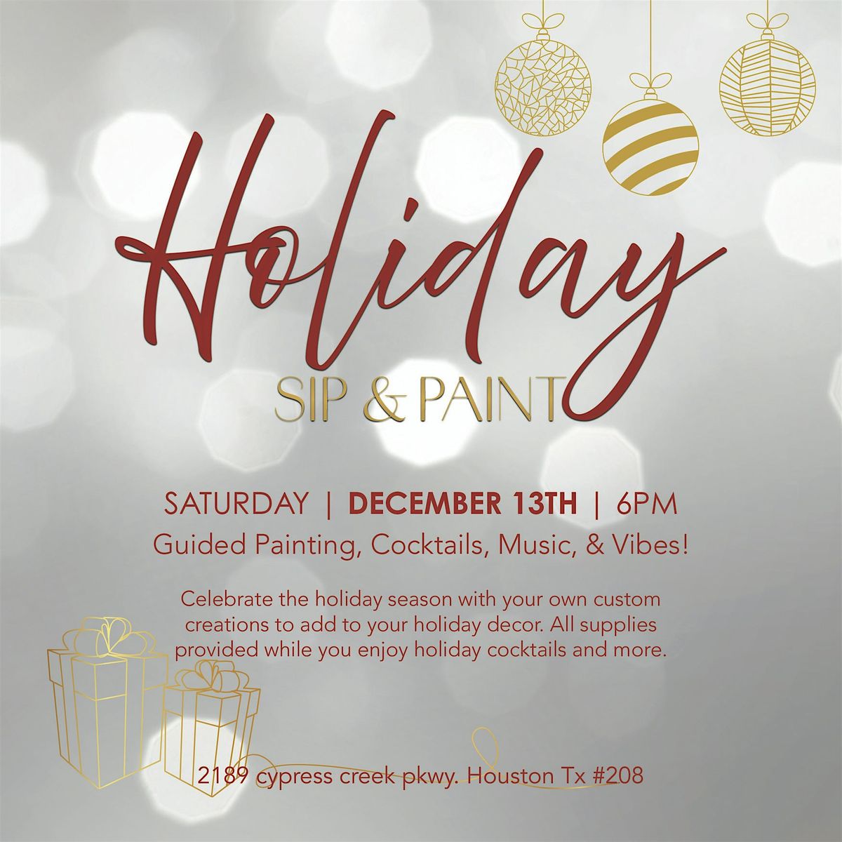 Holiday Sip & Paint, 13 December | Event in Houston | AllEvents