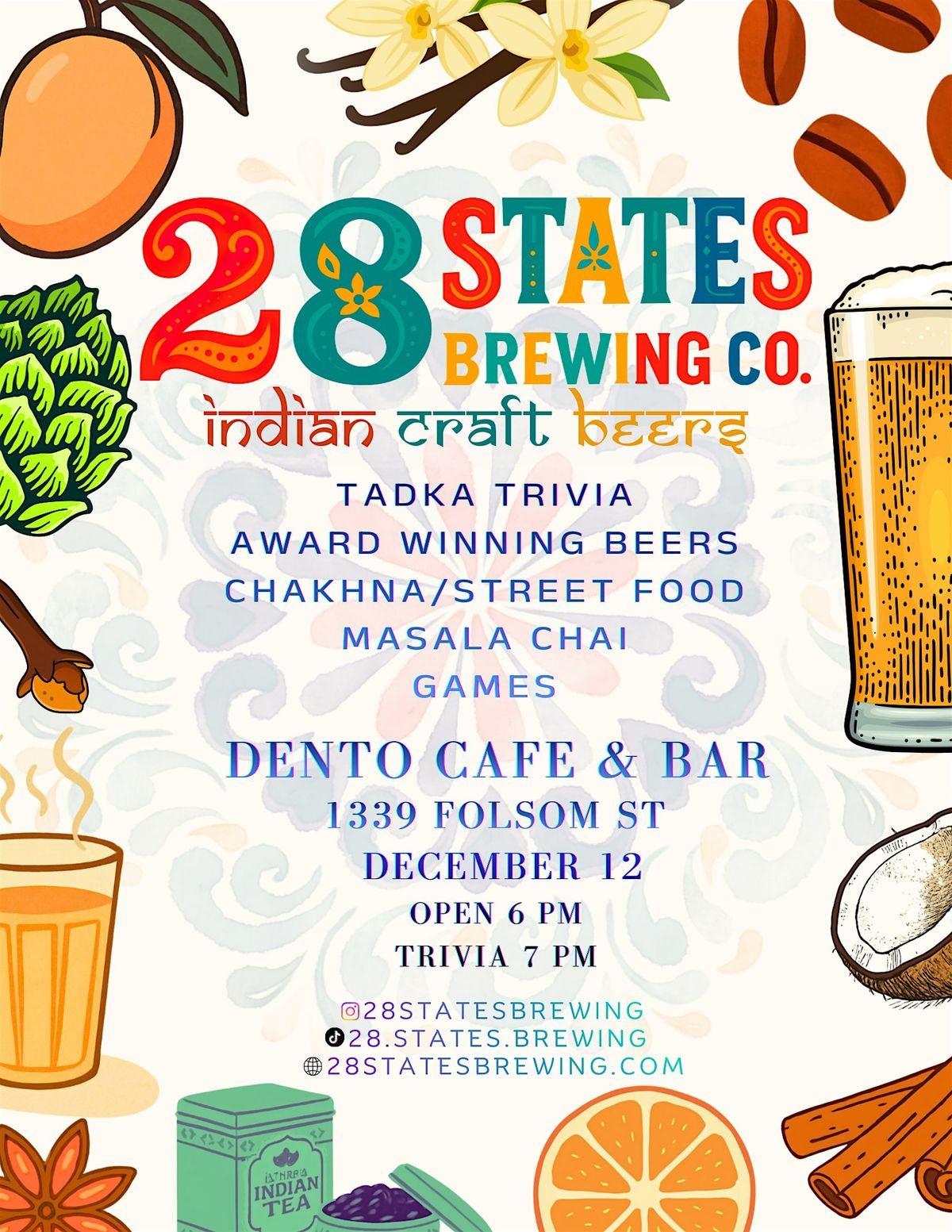 Indian Craft Beers, Trivia, Chakhna, Chai, 12 December | Event in San Francisco | AllEvents