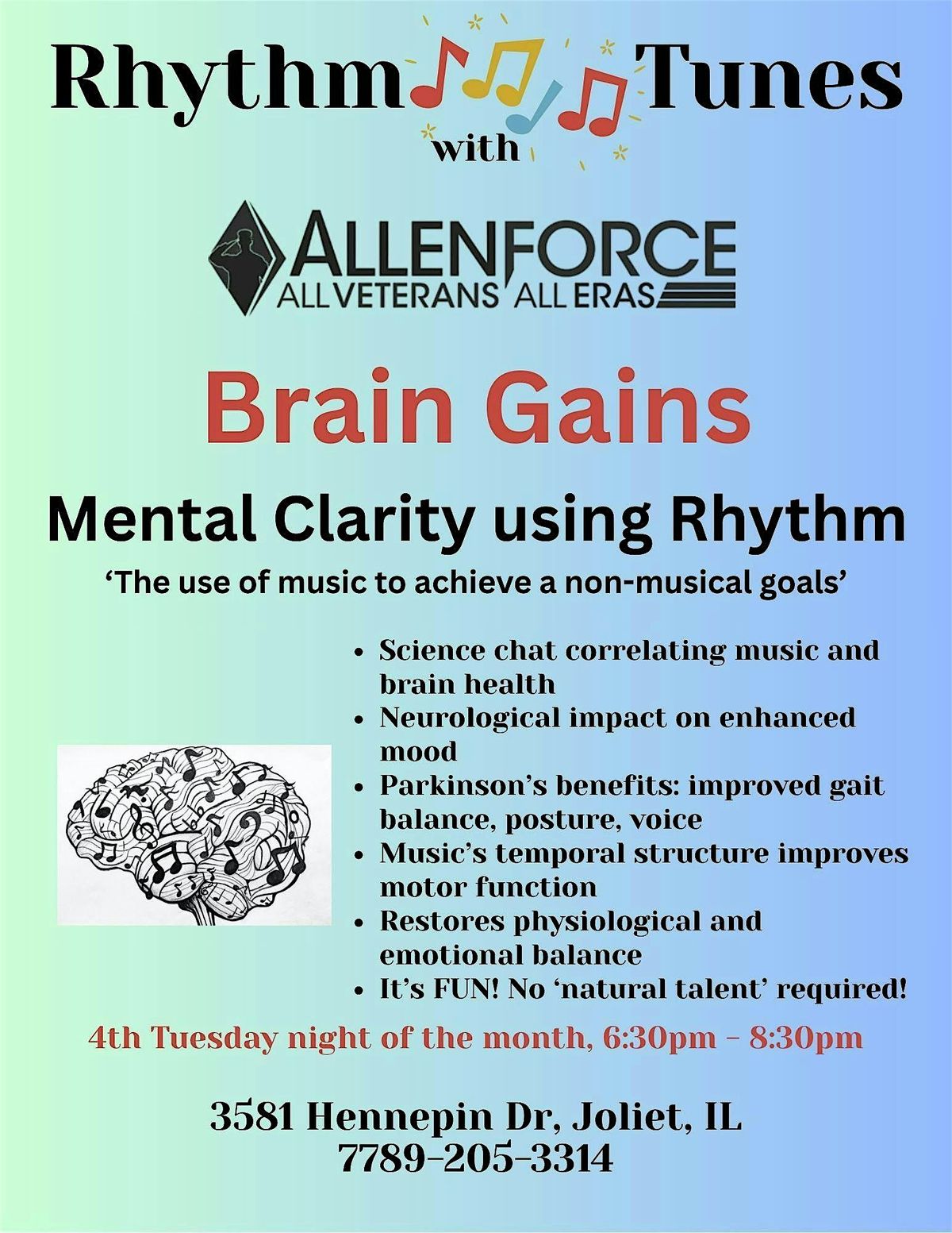 Music for Movement: Brain Games for balance, memory and more, 23 December | Event in Joliet | AllEvents