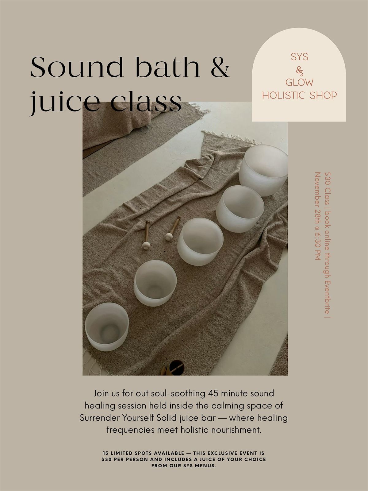 Sound Bath & Juice with SYS & Glow Holistic Shop, 28 November | Event in Ennis | AllEvents