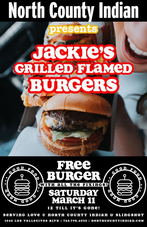 Jackies Famous Flamed Grilled Burgers, North County Indian Motorcycle