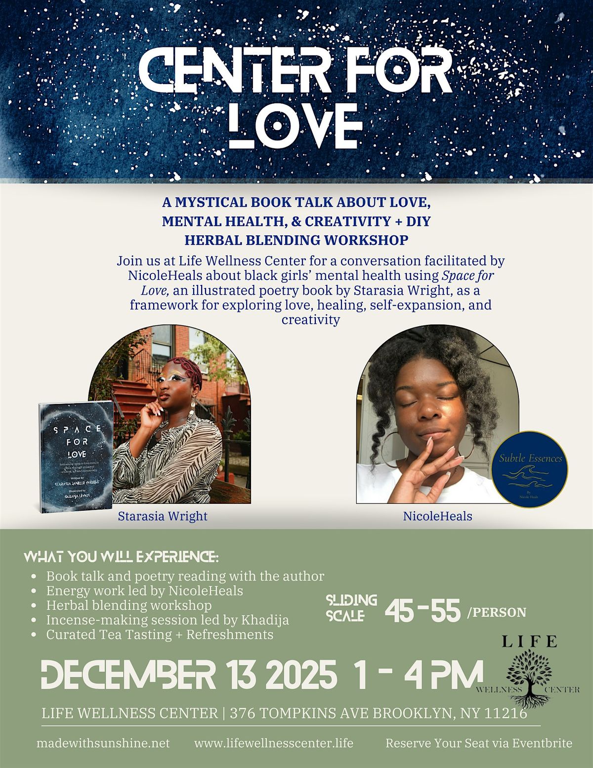 Center for Love: Mystical Book Talk + DIY Herbal Blending Workshop, 13 December | Event in Brooklyn | AllEvents