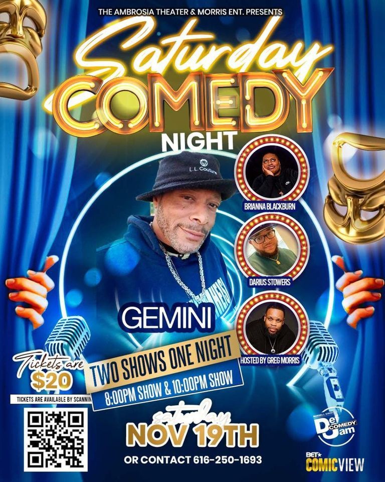 Saturday Night Comedy Hosted by Greg Morris 2 Shows, Ambrosia Theater