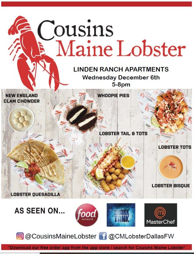 Cousins Main Lobster Food Truck, Linden Ranch, Rockwall, December 6