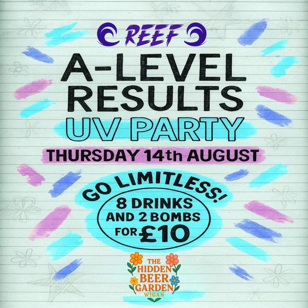 A Level Results Night @ Reef, 14 August | Event in Wigan | AllEvents