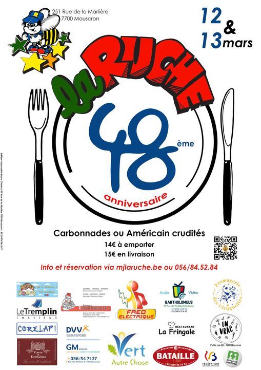 48e Repas Anniversaire La Ruche Rue De La Marliere 251 7700 Mouscron Belgique March 12 To March 13 Allevents In